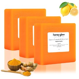 guluxly Honey Glow Lemon Turmeric Kojic Soap Bar – Natural Turmeric Soap for Face & Body, Handmade Soap for All Skin Types