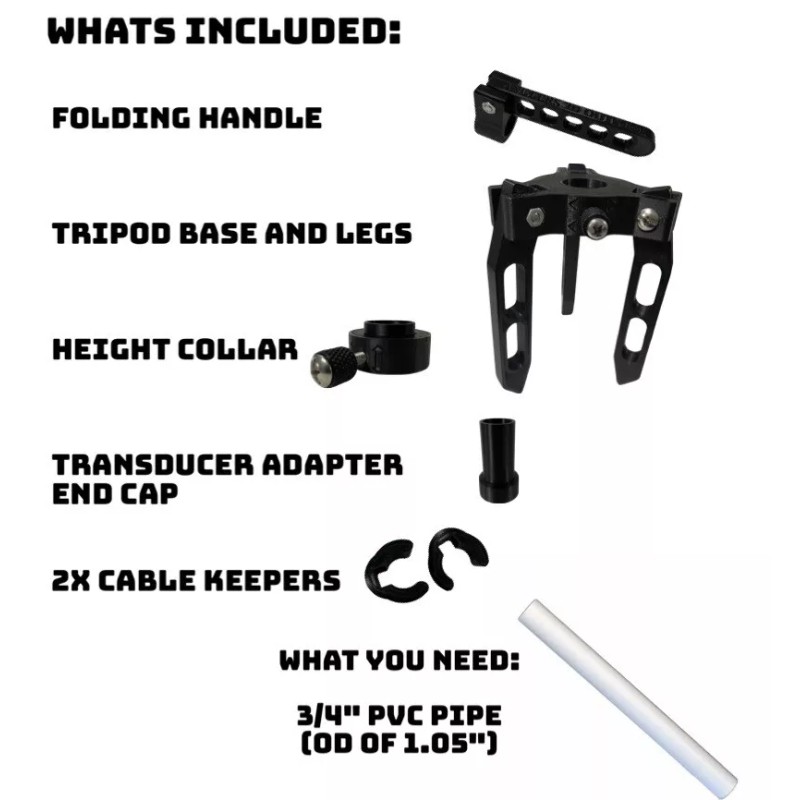 Garmin Ice Fishing Transducer pole - Garmin Livescope, Megalive, Activetarget,