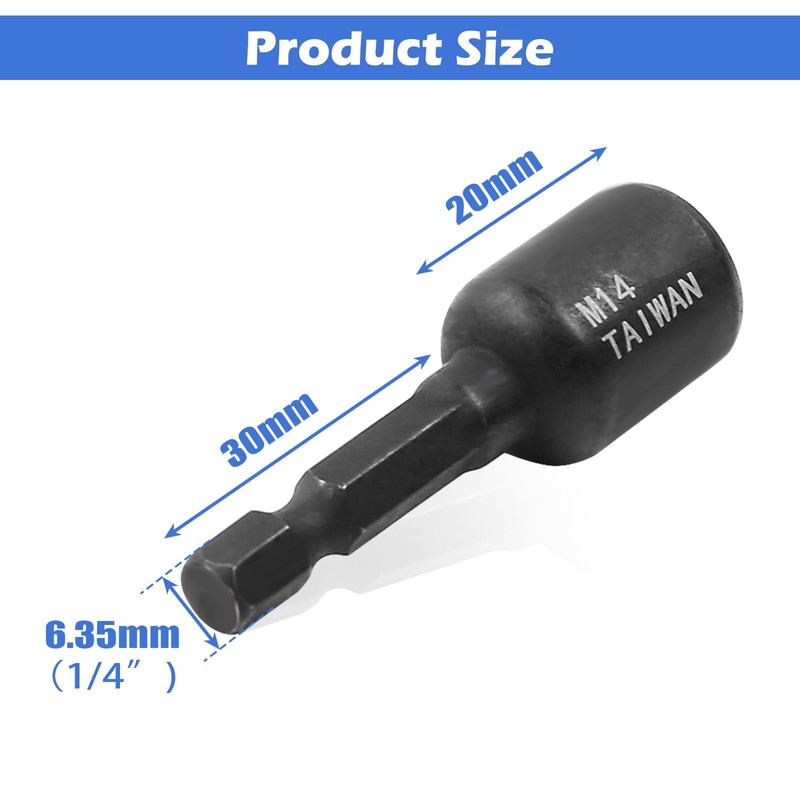 7 x Tap Adapter, M4-M14 1/4 Inch, Hexagonal Shank Machine