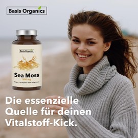 Sea Moss Capsules from Algae Irish Moss - 100% Natural Cartilage Tang, Sea Moss from Wild Collection - Stimulates Hair Growth - Produced & Laboratory Tested in Germany - 120 Capsules (60 Days)