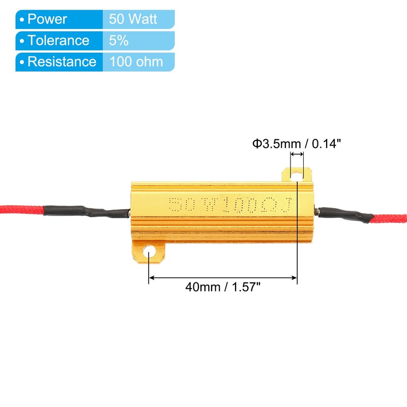 PATIKIL 2pcs 50W 100ohm Aluminium Case Resistor Housing Wire Resistors