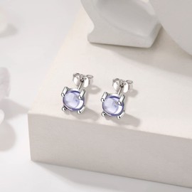 TIZU June Birthstone Stud Earrings for Girls Hypoallergenic 925 Sterling Silver Clear Cubic Zirconia Earrings for Women Alexan Drite Birthday Gift