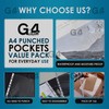 100 Pcs A4 Plastic Punched Punch Pockets 30 Micron for