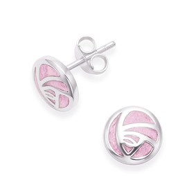 Heather Needham Sterling Silver Rennie Mackintosh Earrings - delicate Pink Enamel rose studs for summer, bridesmaids, weddings. SIZE: 8.5mm (1/3rd inch). Premium quality Gift box. 5603PK/B64