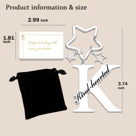 Qunrwe Stainless Steel Initial Letter Keychain,Gifts for Dad Mom from Daughter Son,Inspirational Graduation Birthday Gifts,Keychain for Women Men Friends,Purse Handbags Backpack Car Key Accessories