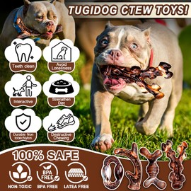 TonyEst 4-Pack Dog Chew Toys for Aggressive Chewers, Long Lasting Heavy Duty Chewing, Boredom and Stimulation for Medium Breeds, Tough Almost Indestructible Dog Bones Teeth Cleaning Toy