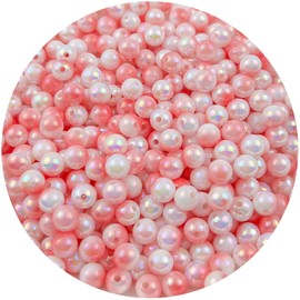 Mulutoo 400 Pcs 8MM Gradient Imitation Pearls Faux Acrylic Pearl Beads Smooth Rainbow Beads Round Spacer Loose Beads for DIY Jewelry Making Earrings Necklaces Bracelets(17-Light Pink AB)