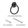 sourcing map 4Pcs Round Ring Pulls, Drawers Knobs Black Circle