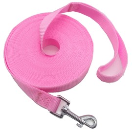SALO Nylon Training Dog Leash for Small Medium Large Dogs, 1 Inch Wide, 20ft 30ft 40ft 50ft Long Leash Dog/Puppy Lead for Obedience Recall Training, Camping, or Backyard (Pink, 15 Foot)