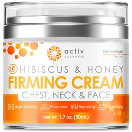ACTIVSCIENCE Crema Reafirmante Hibiscus & Honey, Crema Reafirmante De Cuello, Crema Estiradora De La Piel, Loción Reafirmante Y Estiradora De La Piel, Reduce El Aspecto De Líneas Del Cuell