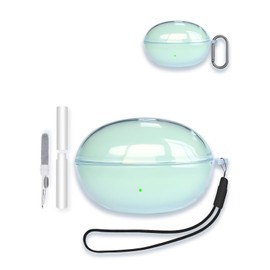 Case Cover for Edifier LolliClip Open-Ear True Wireless Earbuds,WUNIAK Clear Soft TPU Protective Cover with Keychain and Cleaner Kit for Women Men Shockproof Skin,Clear