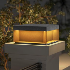 PAKEDANDUN Outdoor Post Light, Modern LED Fence Deck Cap Light High Voltage Wired Column Lantern IP65 Waterproof Exterior Post Lamp for Flat Surface Patio Garden Decoration(8"x8")