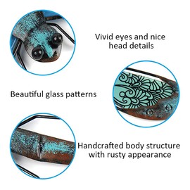 LIFFY Metal Dragonfly Wall Decor - Outdoor Garden Art for Patio, Living Room, Bedroom - Dragonfly Gifts (14inch, Metal & Glass)