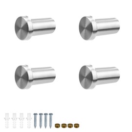 0XBIT Towel Hooks, Pack of 4 Coat Hooks, Silver, Coat Hooks, Stainless Steel, Wall Hooks, Stainless Steel, Towel Hooks for Drilling with Mounting Accessories, for Bedroom, Kitchen, Bathroom