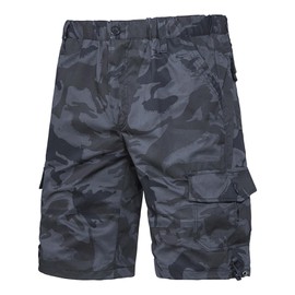 Mens Cargo Shorts Elastic Waist Relaxed Hiking Shorts Men 1/2 Casual Cotton Shorts Big and Tall Work Shorts for Men(Black Camouflage,40)