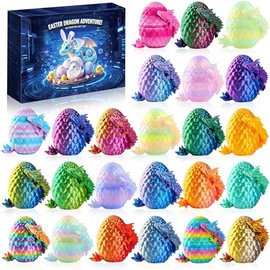 Rapean 3D Printed Dragon Eggs, Mystery Crystal Dragon Egg for Easter Basket Stuffers and Essentials, Unique Easter Toys & Decor, Fantasy Tabletop Decor for Kids & Collectors (24 Pack)