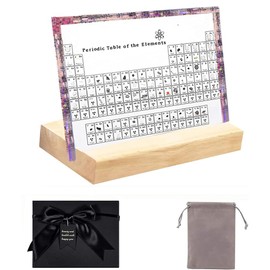 SDJFKLI Pink Periodic Table with Real Elements Inside, Real Periodic Table of Elements, With Wooden Base,Acrylic Periodic Table Display 83 Samples,Gift Box Packaging