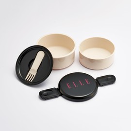 Skater ELLE ONWR1AG-A Antibacterial 2-Tier Lunch Box with Fork, Rice Ball Case, 16.9 fl oz (500 ml), Made in Japan, Microwave Safe