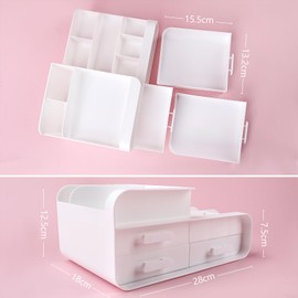 Bomoya Schreibtisch Organizer mit 9 Fächern und 3 Schubladen, Multifunktionaler Schreibtisch Organizer Schreibtisch Organizer Schubladen Desk Organizer Schreibtisch für Büro Zuhause und Schule,Weiß