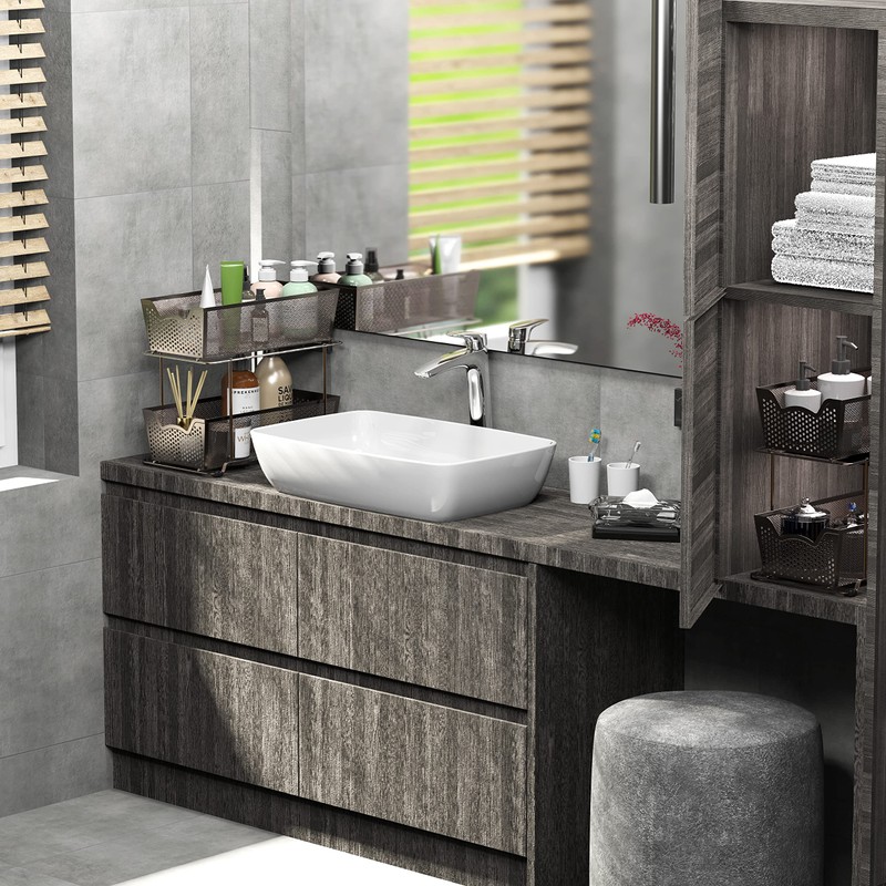 Simple Houseware Cabinet 2 Tier Perforated Basket Drawer, Bronze -