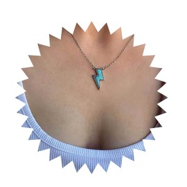 Cimenexe Bohemian Turquoise Lighting Choker Necklace Blue Turquoise Stone Pendant Necklace Turquoise Thunder Collar Necklace Minimalist Lightning Bolt Necklace Jewelry for Women and Girls Gifts