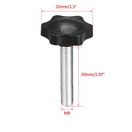 TA-VIGOR M8 x 50mm Plum Hex Shaped Clamping Screw Knob 6Pcs, 32mm Dia Plastic Head Clamping Knob Handle Male Thread Thumb Screw