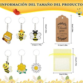 24 Llavero de Abeja, con Bolsas de Organza Amarillo Etiquetas Kraft Recuerdos de Bautizo,Juego de Recuerdos de Fiesta Abeja,Adecuado Regalos para Decoración, Festivales, Cumpleaños