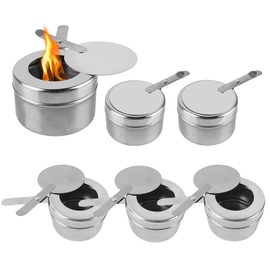 Fuel Paste Container, Pack of 4 Fuel Paste Containers with Lid, Stainless Steel Fuel Paste for Warming Containers, Fuel Paste Container for Buffets, Barbecues, Outdoor (6 Pieces, Silver)