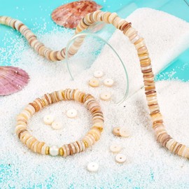 Fashewelry Natural Flat Round Freshwater Shell Beads 8-9mm Coin Disc Heishi Beads Mixed Colors Irregular Shell Loose Charm for DIY Bracelet Necklace Jewelry, About 178-182Pcs/Strand, 1 Strand