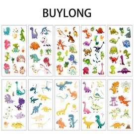 BUYLONG dinosaur temporary tattoos glow in the dark dinosaur stickers, Temporary Face Sticker Set, Face Makeup fake-s Tattoos, birthday party supplies decorations (108 kinds of glow)