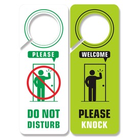 4 Pack Do Not Disturb Door Hanger Sign, Please Knock Sign for Bedroom Door Sukh Shh Baby Sleeping Door Sign for Hotel, Offices, Home Plastic PVC Gifts