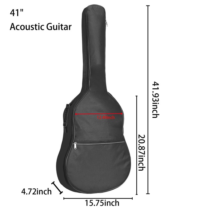 moosiker Acoustic Guitar Gig Bag Water-resistent Case (Black, 41inch)