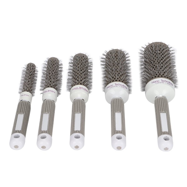 5Pcs Round Brush Set for Blow Drying Curling, Professional Hair Styling Brush, Ceramic Ion Thermal Barrel Brush Hair Heat Styling Brush Hairdressing Tool Set for Blow Drying Curling for Women