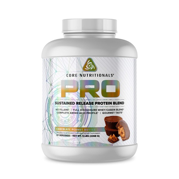 Core Nutritionals Pro Sustained Release Protein Blend, Digestive Enzyme Blend, 25G Protein, 2G Carb 71 Servings (Chocolate Peanut Butter)