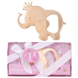 16PCS Baby Shower Party Favor for Guests Crown Elephant Bottle Opener Baby Shower Return Gifts Baby Baptism Birthday Party Decor Gender Reveal Party Supplies (Pink Crown Elephant, 16)
