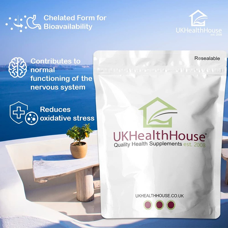 UKHealthHouse Copper Bisglycinate 1mg - Tablets 1,000mcg Mineral Supplement Immune