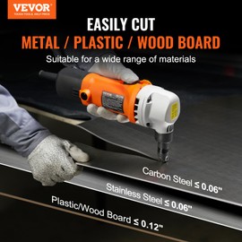 VEVOR Sheet Metal Nibbler, 550W Powerful 2200 RPM High Speed, 360 Degree Rotation Electric Nibbler Metal Cutter, Straight Curve and Circle Cutting for Stainless Steel, Aluminum, Plastic, Wood Board