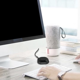 Plmvhpb Conference Microphone with 3.5 mm Jack Plug, 360° Omnidirectional Capacitor, Computer, PC, Table Microphone, Plug & Play