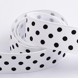 Polka Dot Grosgrain Ribbon 15mm x 10 Metres - White