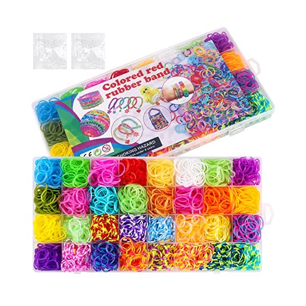 Loom Bands Refill Kit 2000+ Colorful Rubber Bands in 32 Colors Twist Bands with S Clip for DIY Bracelet Making Handmade Bracelets Friendship Bracelet Kit