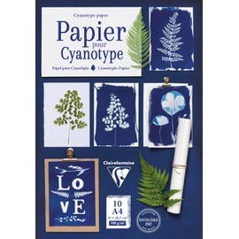 Clairefontaine 95861C Pad with 10 Sheets of Cyanotype Paper in A4 Format (21 x 29.7 cm), 100% Hadern, 18 Motif Sheets, Pack of 1