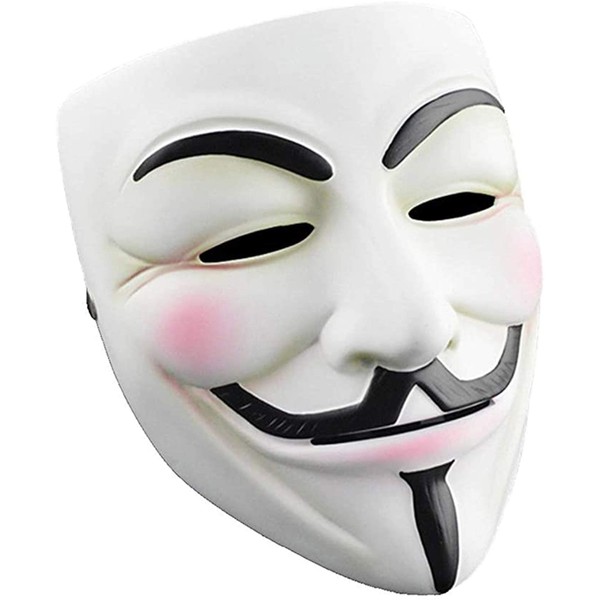 DIANCHU Halloween Masks V for Vendetta Hackers Mask, Anonymous Guy Cosplay Mask Party Costume Prop Toys Toys for Boy Girl Men Women（White） (white)