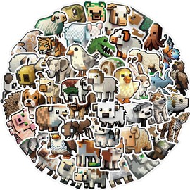 Mosaic Animals Stickers for Laptop (Pack of 50), Gift for Children, Teenagers, Adults, Boys, Animal Stickers, Waterproof Vinyl Stickers for Scrapbooking, Skateboard, Car, Luggage