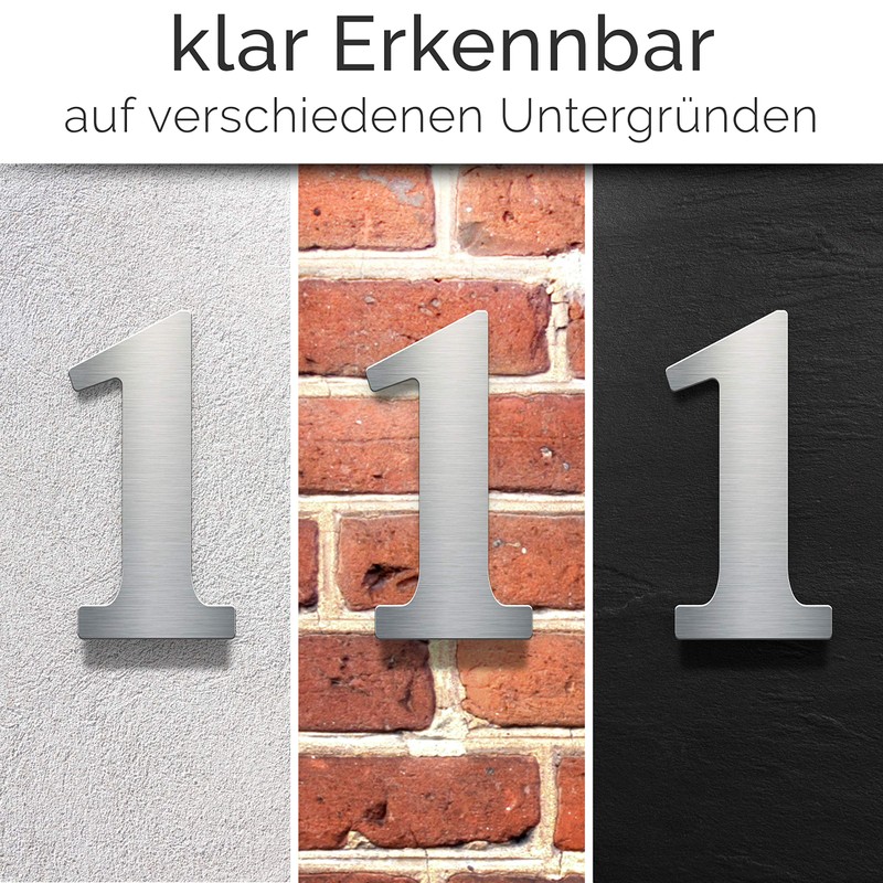 N-02-1-E Stainless Steel House Number 1 - Solid, Weatherproof and