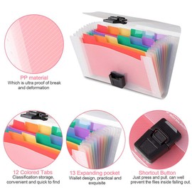 xutong 4 Pack Small Accordion File Organizer with 13 Pocket, A6 Size, Colorful Stylish Appearance, Made from Polypropylene Plastic, Practical and Portable