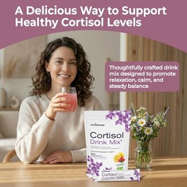 Musebeam Cortisol Calm Drink Powder Mix - Calming Stress Support Packets for Women Men with Ashwagandha Magnesium Glycinate - Relaxing Raspberry Lemon