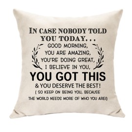 Hasodeo Motivation Home Decoration Cushion Cover You Got This Gift for Women Men Throw Pillow Cover for Family Friend Inspirational Gifts for Her Him Birthday Christmas (In case)