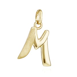 NKlaus Letter Chain Pendant 333 Yellow Gold 8 Carat 14 x 10 mm Alphabet Amulet, Yellow Gold