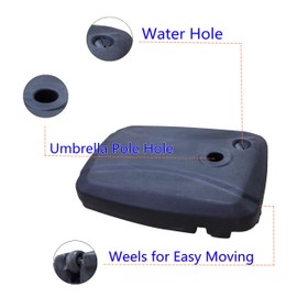 LOKATSE HOME Outdoor Umbrella Base Stand Plastic, Water Weighted Heavy Duty Base with Wheels Holder for Patio Umbrella (Black)