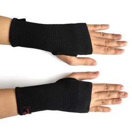 Kuangmi Sport Wrist Support Compression Wrap for Carpal Tunnel (Medium, Black Pair)